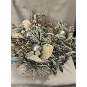 Coastal Home Christmas Centerpiece Set of 3 Winter Coastal Decor